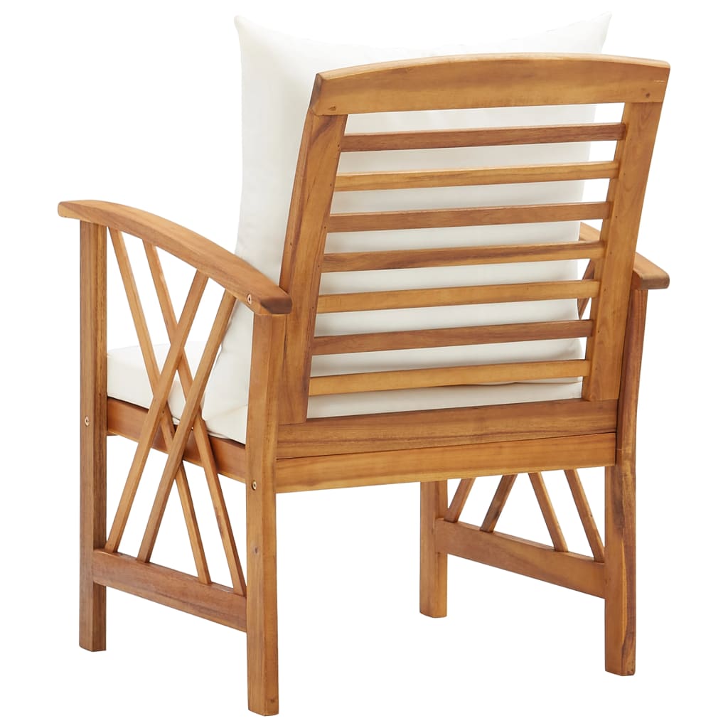 vidaXL Patio Chairs 2 Pcs Patio Dining Chair with Armrest Solid Wood Acacia-4