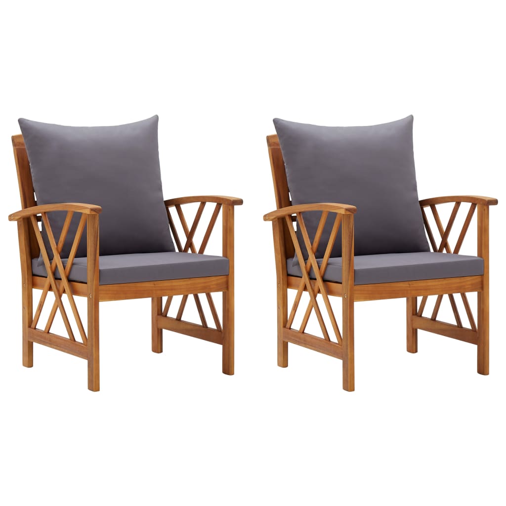 vidaXL Patio Chairs 2 Pcs Patio Dining Chair with Armrest Solid Wood Acacia-13