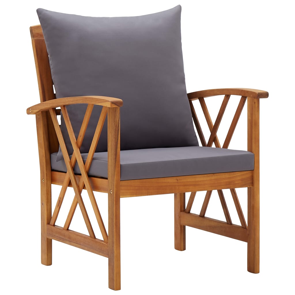 vidaXL Patio Chairs 2 Pcs Patio Dining Chair with Armrest Solid Wood Acacia-15