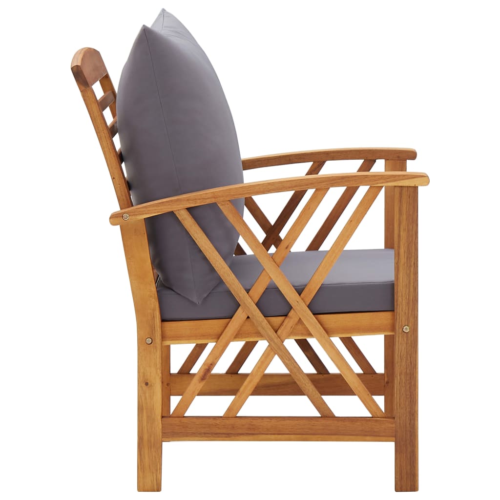 vidaXL Patio Chairs 2 Pcs Patio Dining Chair with Armrest Solid Wood Acacia-6