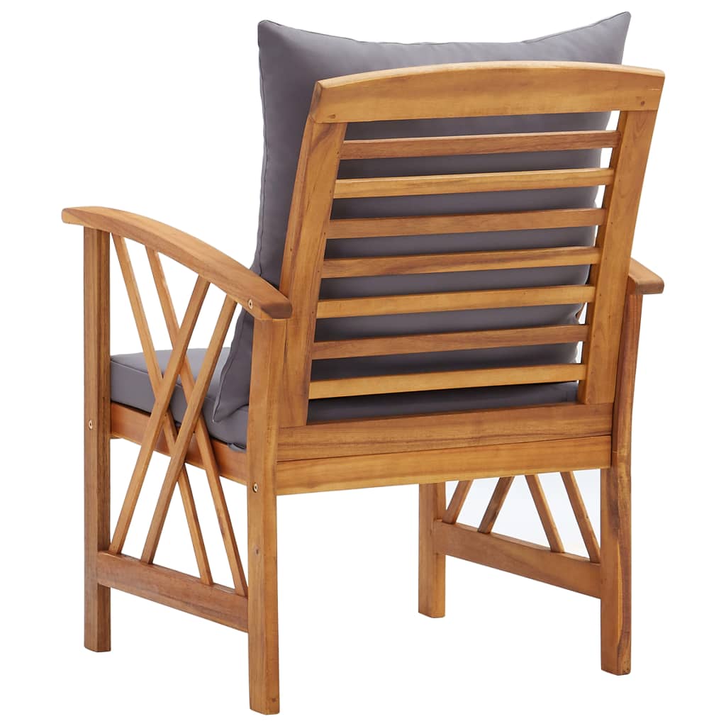 vidaXL Patio Chairs 2 Pcs Patio Dining Chair with Armrest Solid Wood Acacia-8