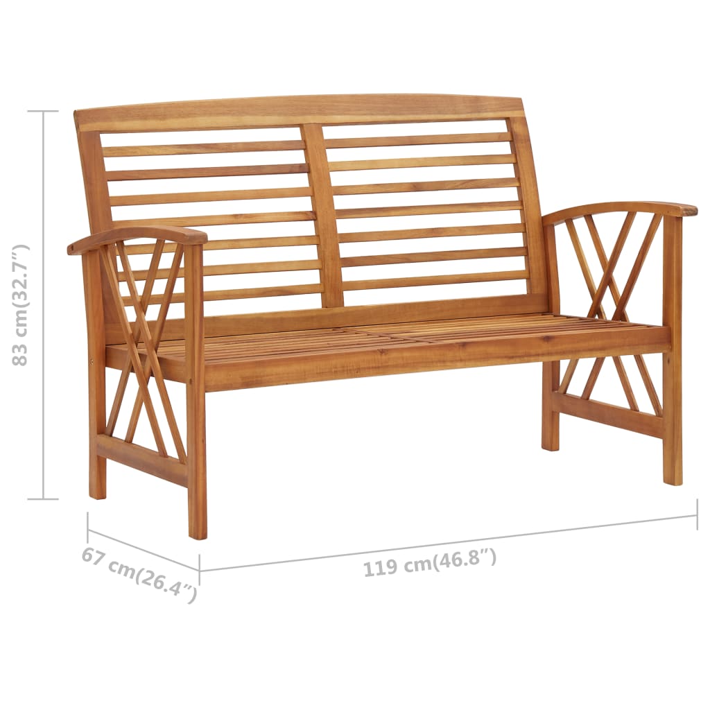 vidaXL Outdoor Patio Bench Wooden Garden Bench with Armrests Solid Wood Acacia-12