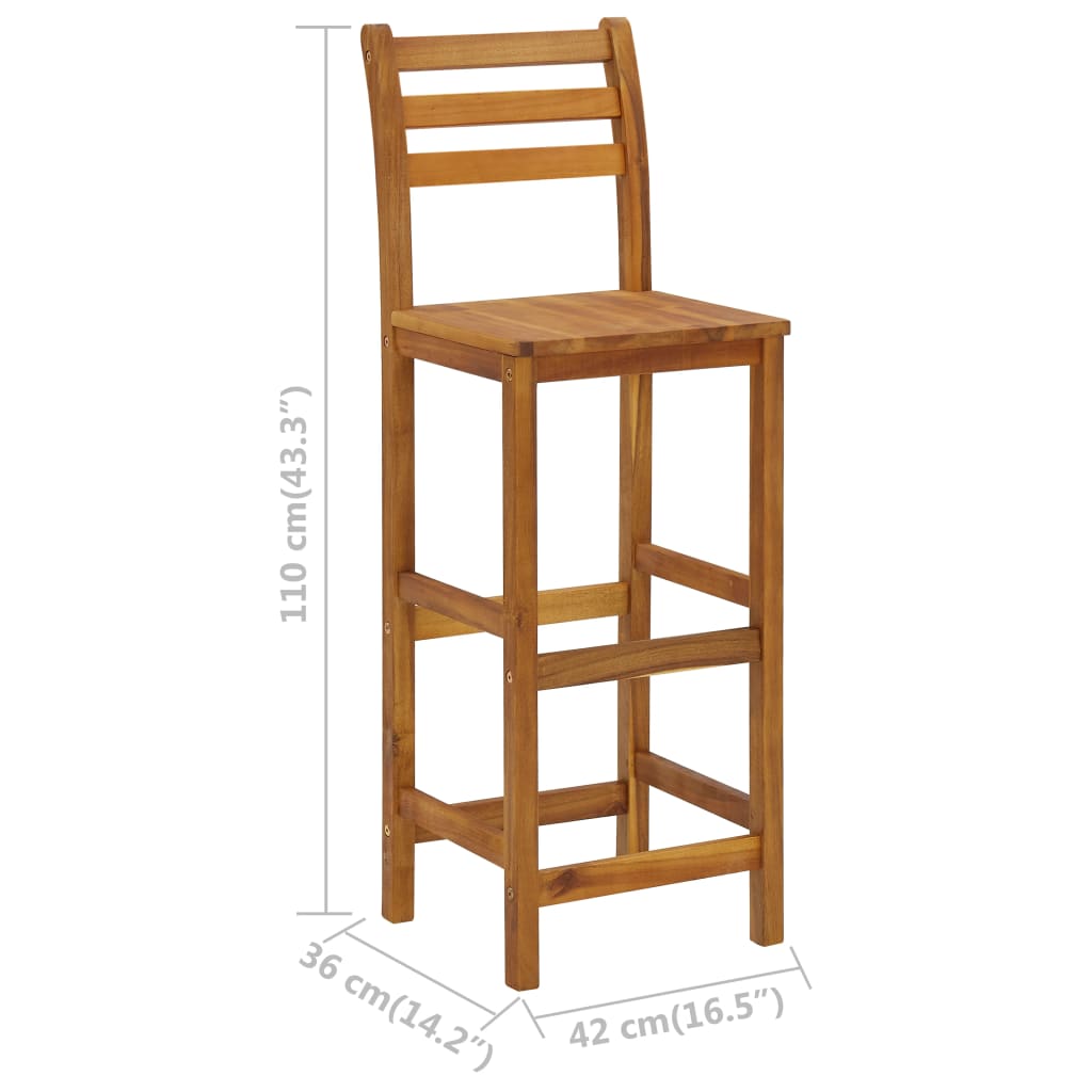 vidaXL Bar Stool Bar Seat Counter Height Stool for Kitchen Pub Solid Wood-17