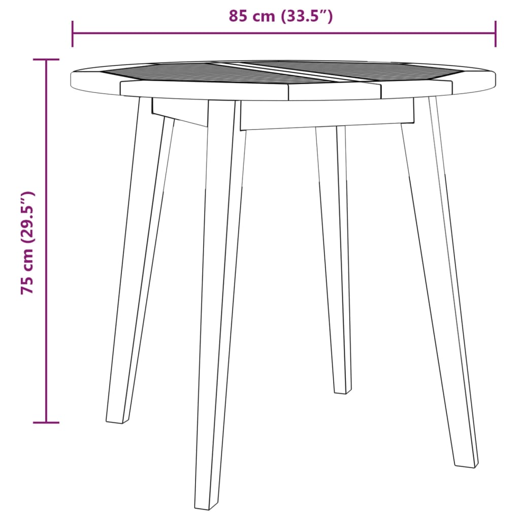 vidaXL Patio Table Outdoor Dining Table for Backyard Lawn Solid Wood Acacia-3