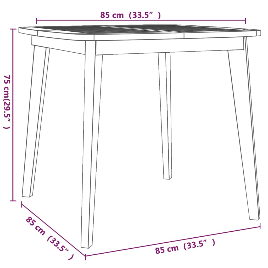 vidaXL Patio Table Outdoor Dining Table for Backyard Lawn Solid Wood Acacia-13