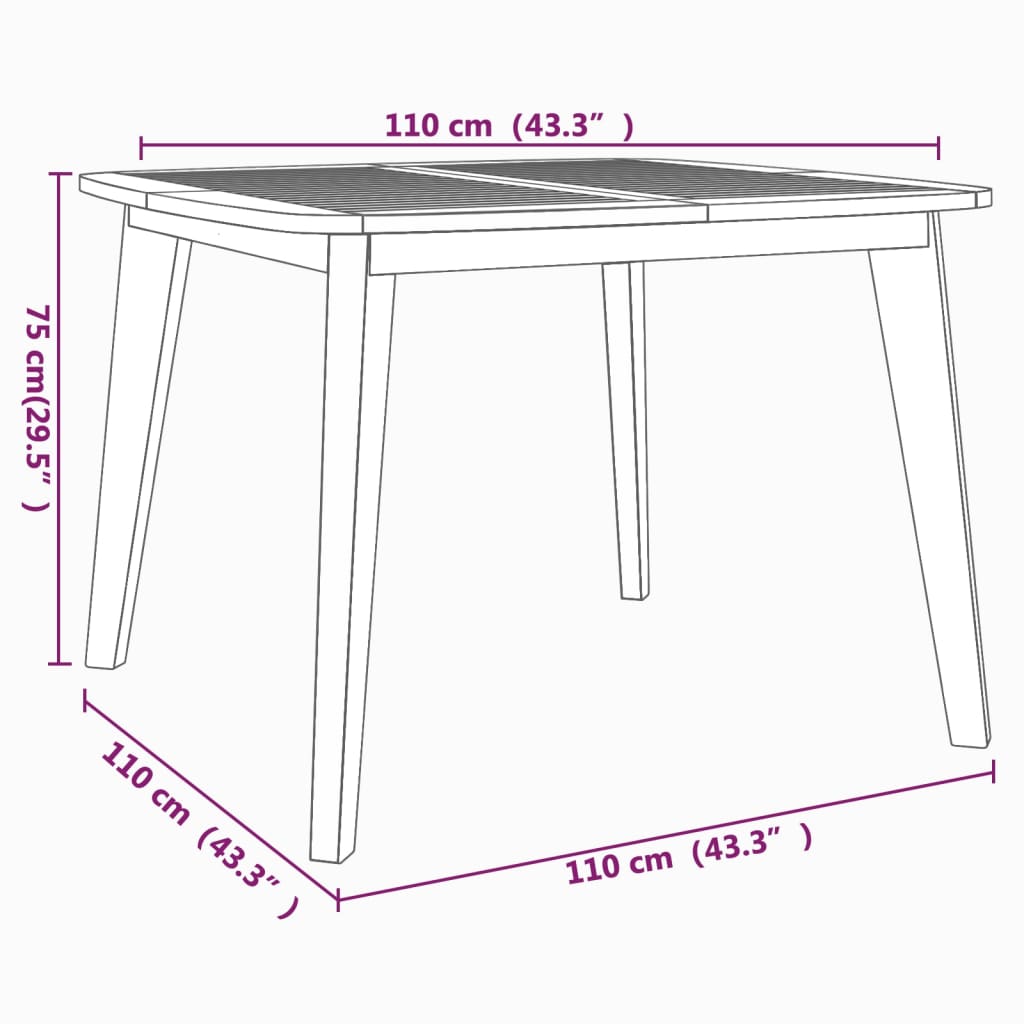 vidaXL Patio Table Outdoor Dining Table for Backyard Lawn Solid Wood Acacia-8