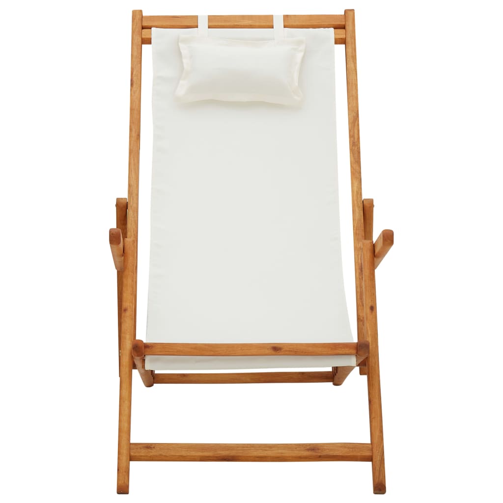 vidaXL Beach Sling Patio Chair Folding Deck Chair Fabric and Wooden Frame-21