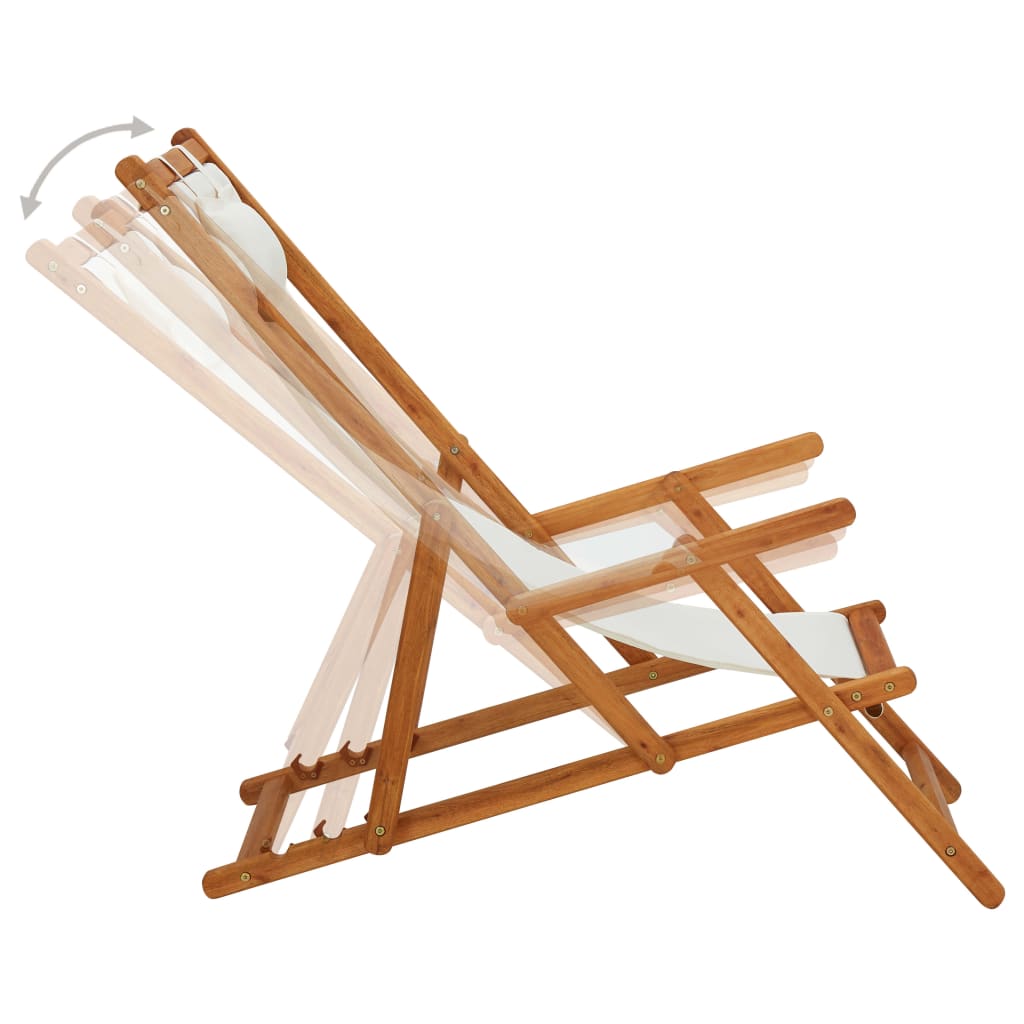 vidaXL Beach Sling Patio Chair Folding Deck Chair Fabric and Wooden Frame-27