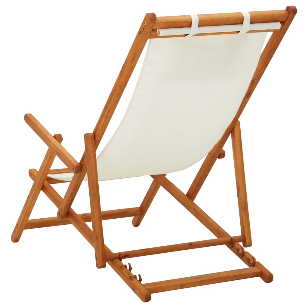 vidaXL Beach Sling Patio Chair Folding Deck Chair Fabric and Wooden Frame-6