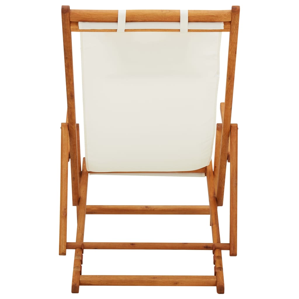 vidaXL Beach Sling Patio Chair Folding Deck Chair Fabric and Wooden Frame-12