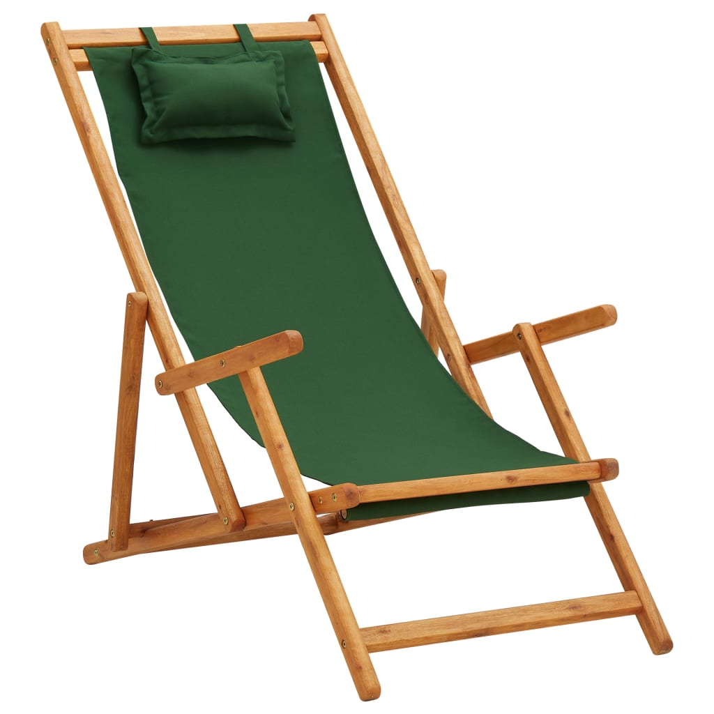 vidaXL Beach Sling Patio Chair Folding Deck Chair Fabric and Wooden Frame-33