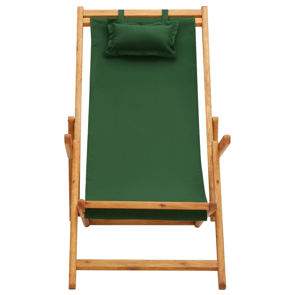 vidaXL Beach Sling Patio Chair Folding Deck Chair Fabric and Wooden Frame-39