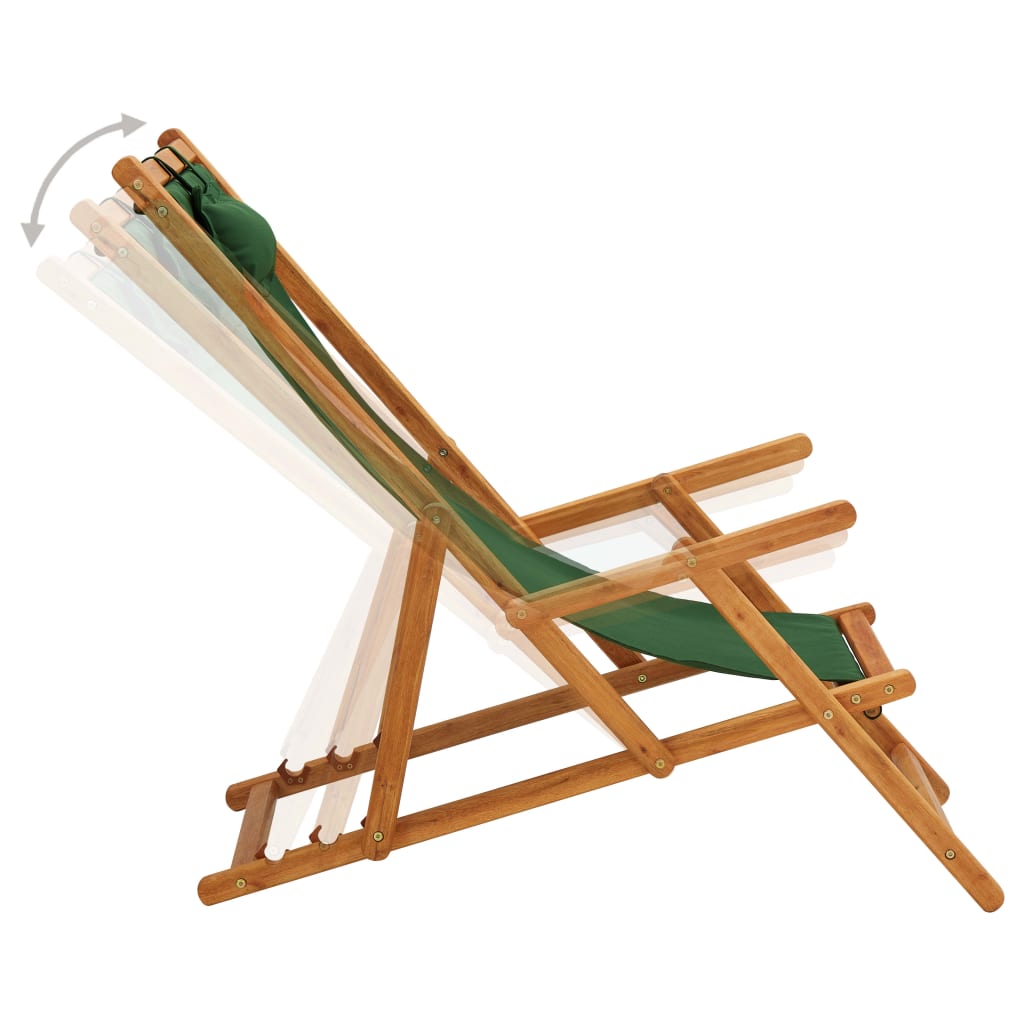 vidaXL Beach Sling Patio Chair Folding Deck Chair Fabric and Wooden Frame-45