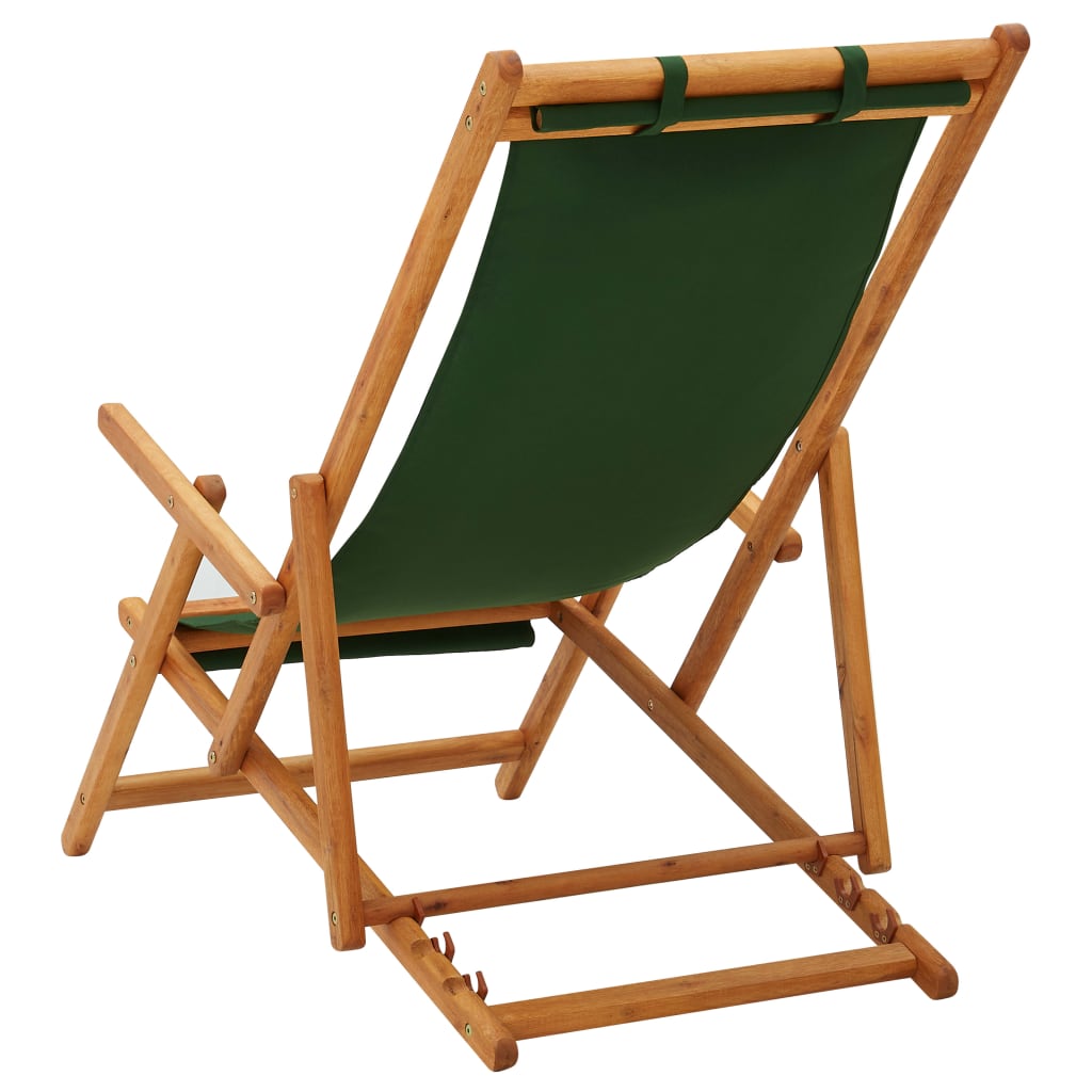 vidaXL Beach Sling Patio Chair Folding Deck Chair Fabric and Wooden Frame-18