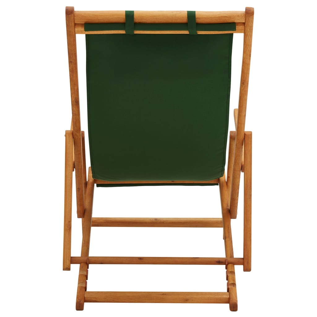 vidaXL Beach Sling Patio Chair Folding Deck Chair Fabric and Wooden Frame-24