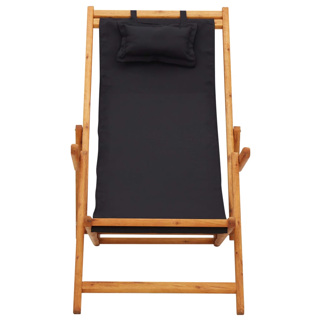 vidaXL Beach Sling Patio Chair Folding Deck Chair Fabric and Wooden Frame-57