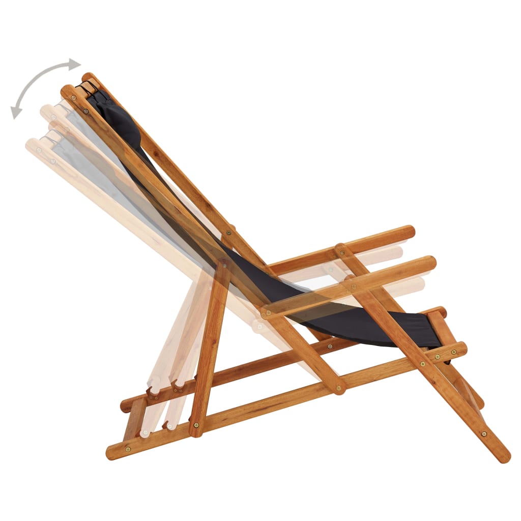 vidaXL Beach Sling Patio Chair Folding Deck Chair Fabric and Wooden Frame-0