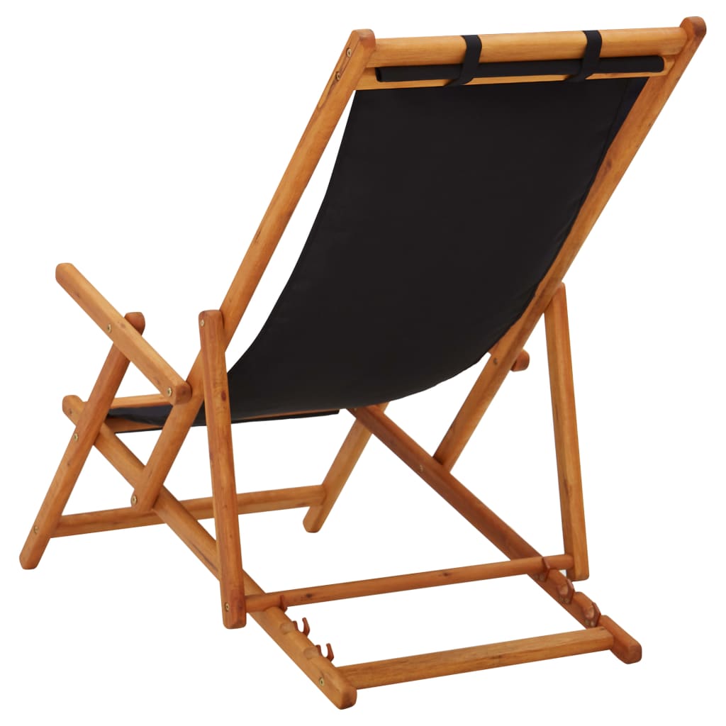 vidaXL Beach Sling Patio Chair Folding Deck Chair Fabric and Wooden Frame-30