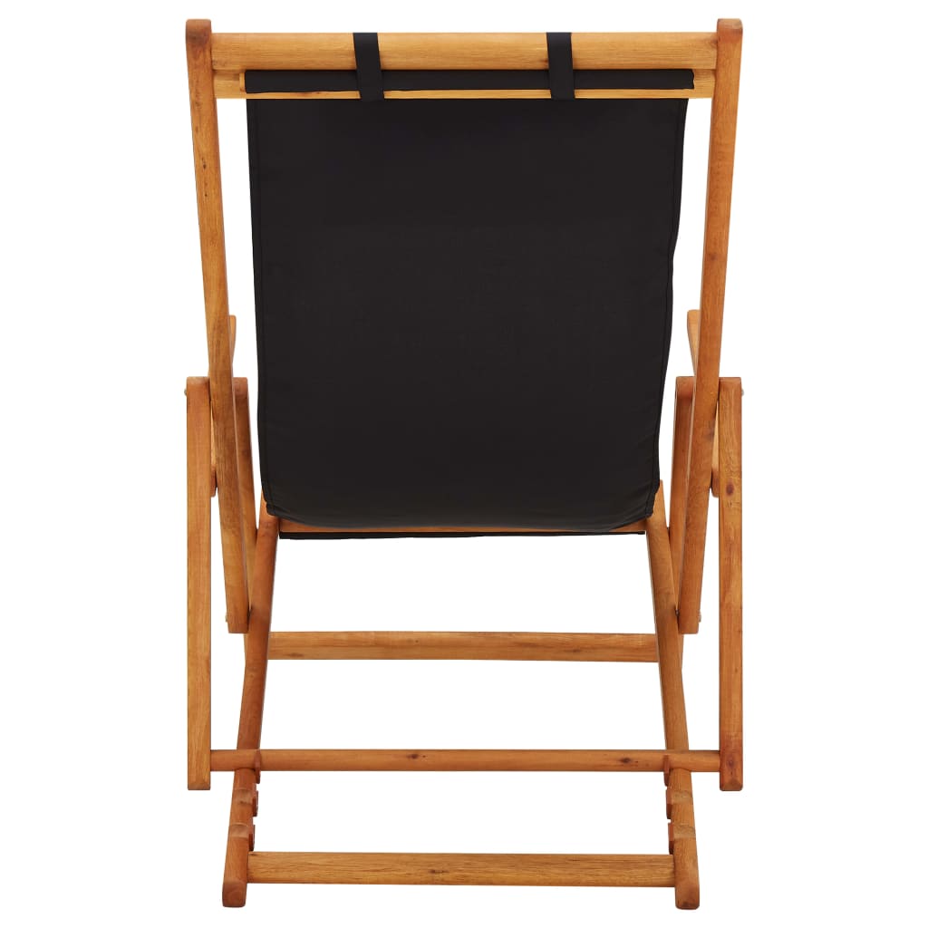 vidaXL Beach Sling Patio Chair Folding Deck Chair Fabric and Wooden Frame-36