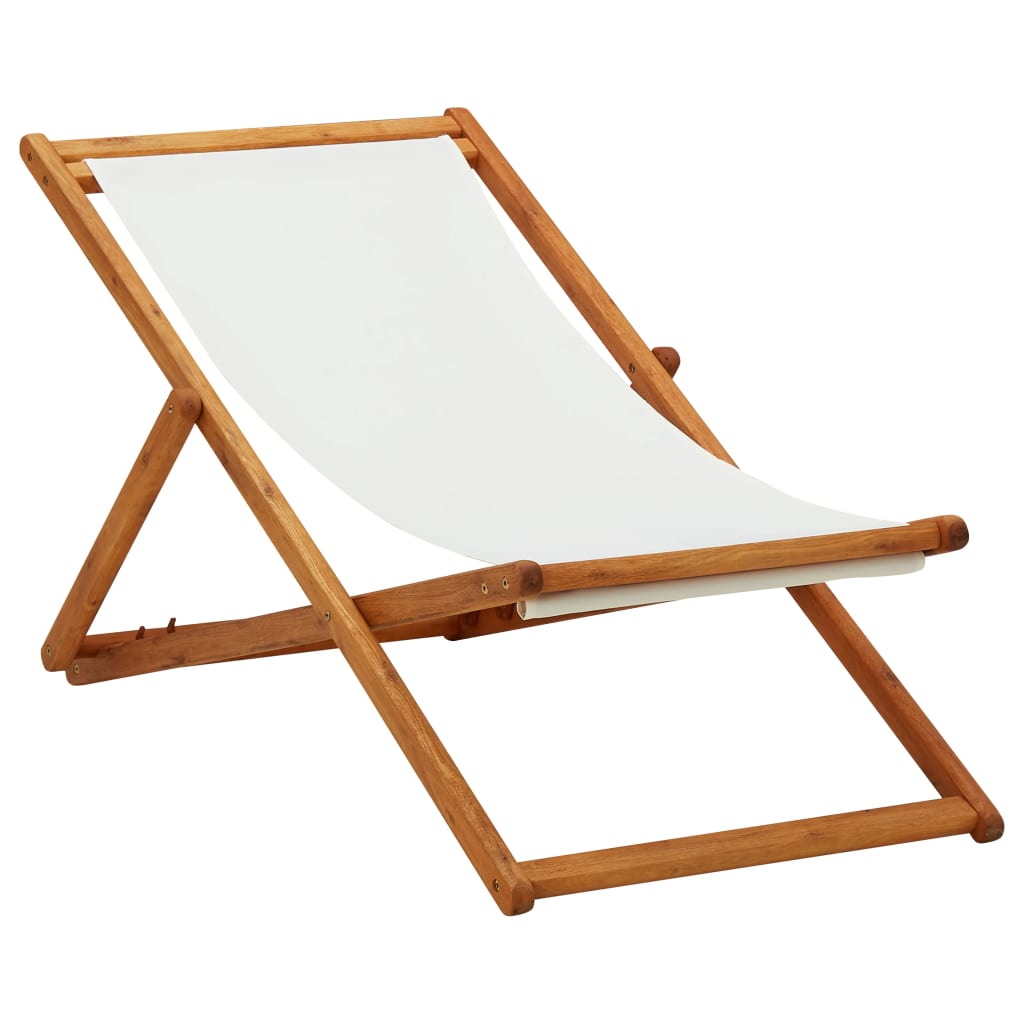 vidaXL Beach Sling Patio Chair Folding Deck Chair Fabric and Wooden Frame-14