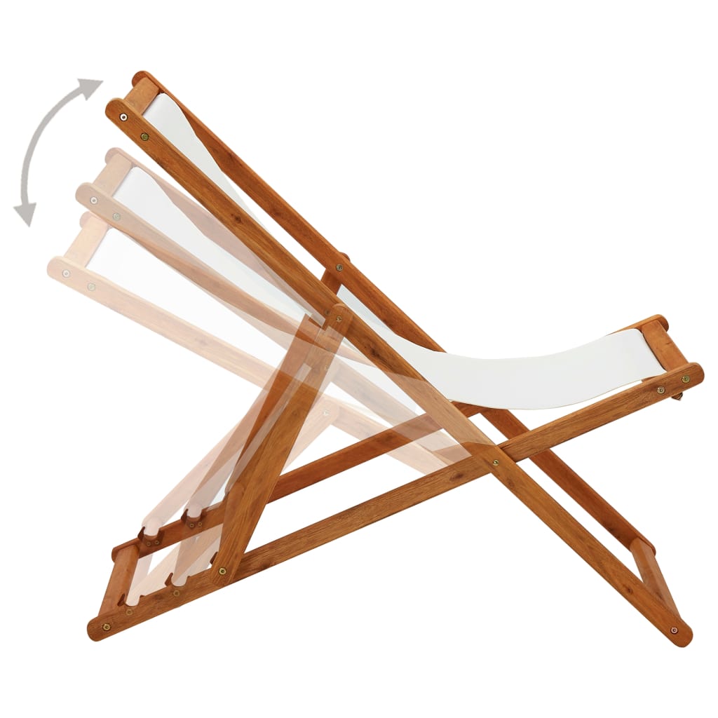 vidaXL Beach Sling Patio Chair Folding Deck Chair Fabric and Wooden Frame-26