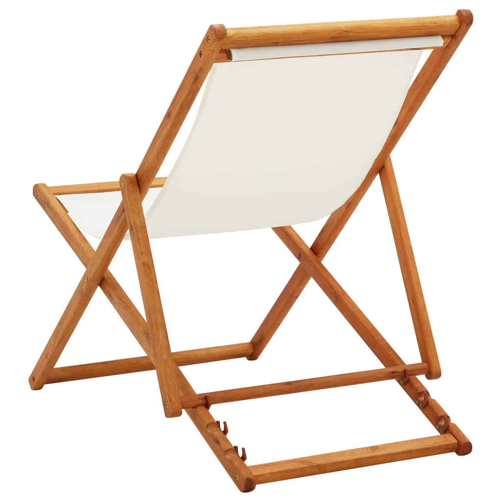 vidaXL Beach Sling Patio Chair Folding Deck Chair Fabric and Wooden Frame-6