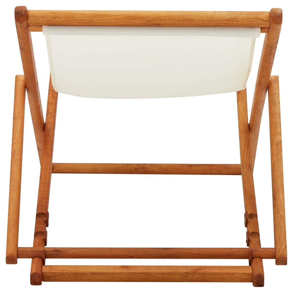 vidaXL Beach Sling Patio Chair Folding Deck Chair Fabric and Wooden Frame-12