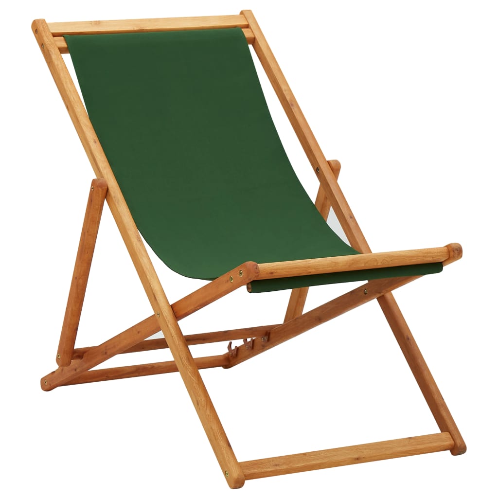 vidaXL Beach Sling Patio Chair Folding Deck Chair Fabric and Wooden Frame-32