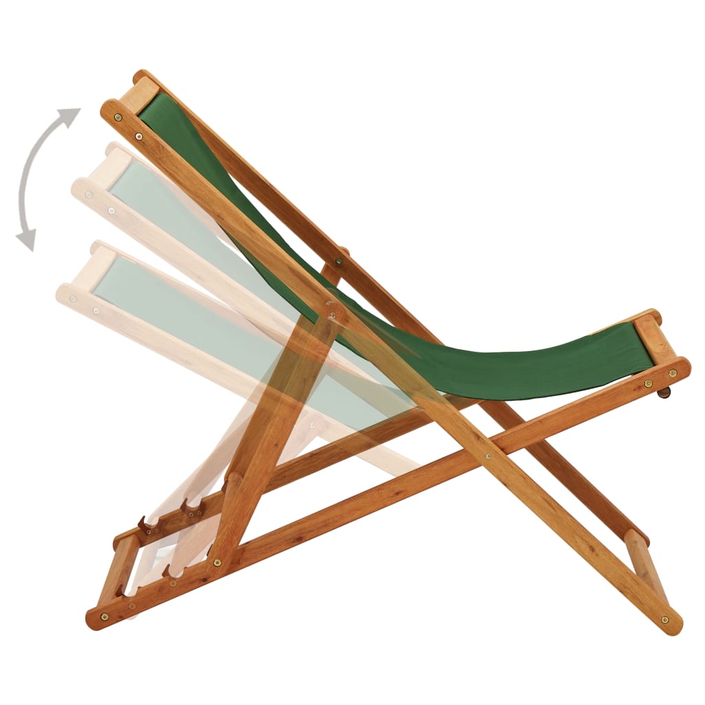 vidaXL Beach Sling Patio Chair Folding Deck Chair Fabric and Wooden Frame-44