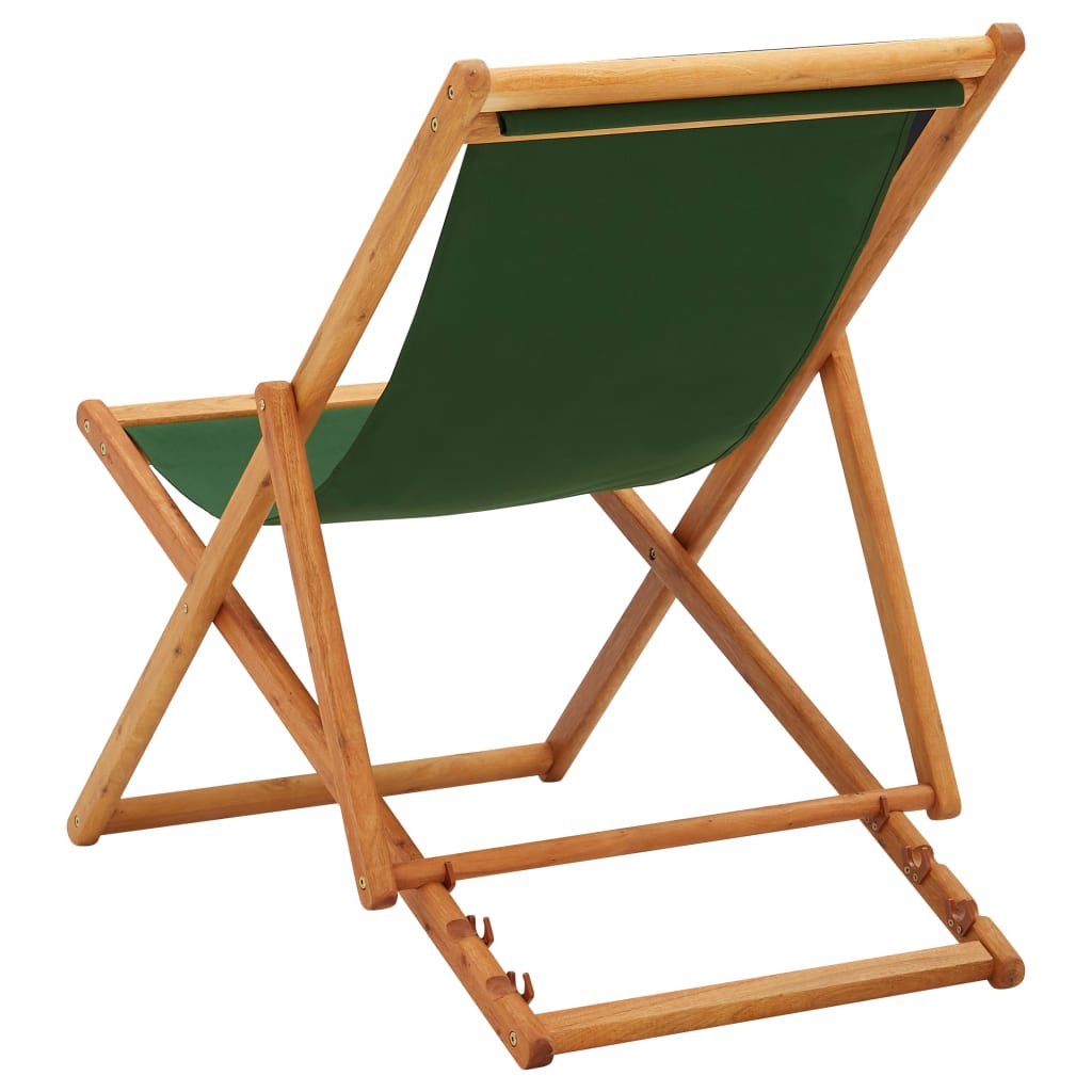 vidaXL Beach Sling Patio Chair Folding Deck Chair Fabric and Wooden Frame-18