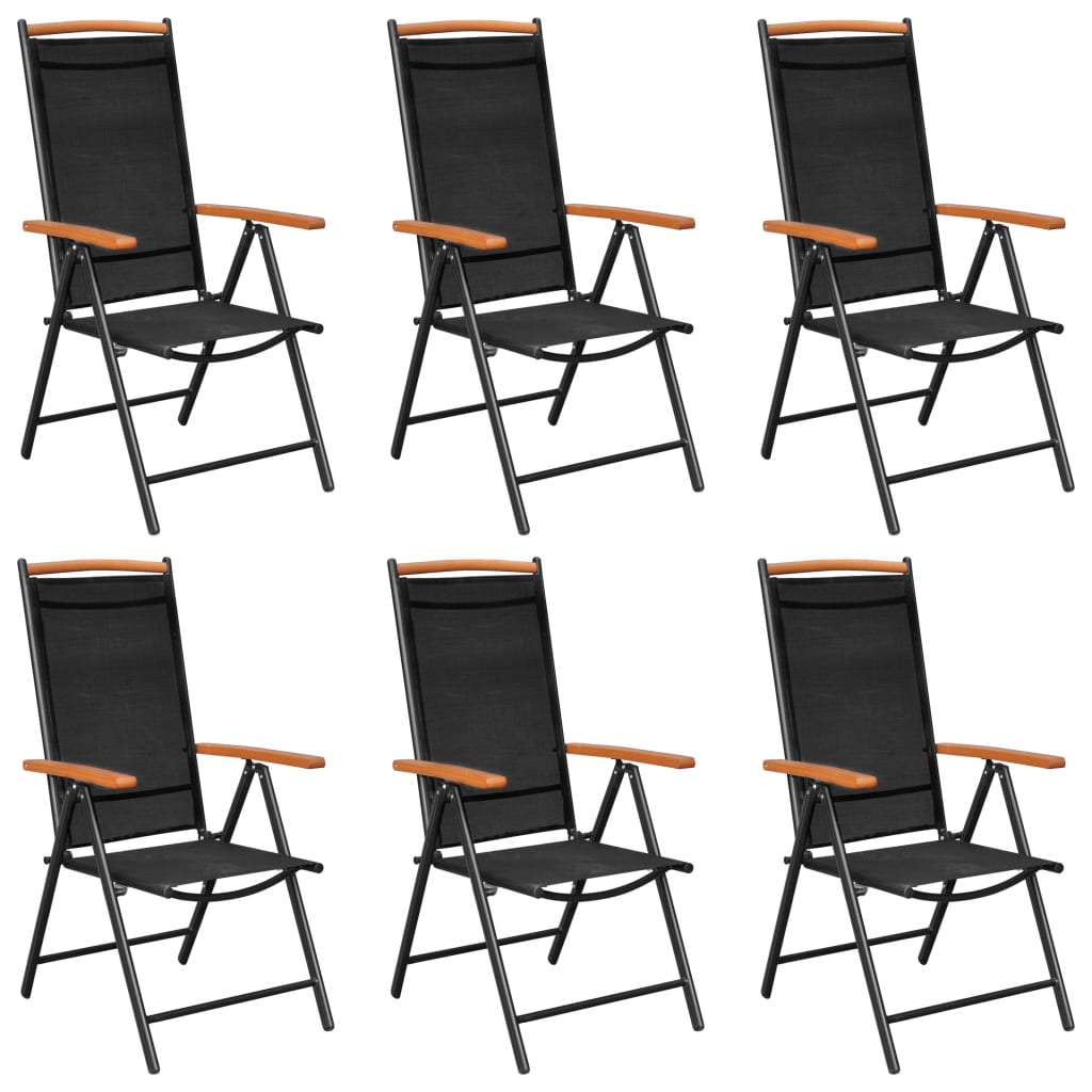 vidaXL Patio Folding Chairs Camping Garden Chair with Armrest Textilene Black-14