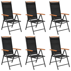 vidaXL Patio Folding Chairs Camping Garden Chair with Armrest Textilene Black-14