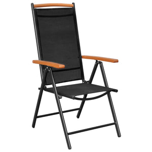 vidaXL Patio Folding Chairs Camping Garden Chair with Armrest Textilene Black-18