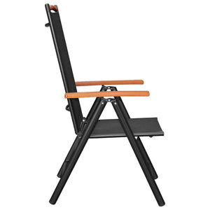 vidaXL Patio Folding Chairs Camping Garden Chair with Armrest Textilene Black-20