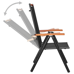 vidaXL Patio Folding Chairs Camping Garden Chair with Armrest Textilene Black-22