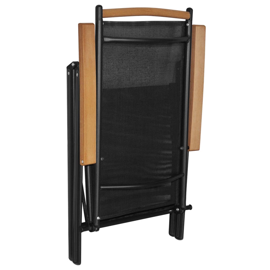 vidaXL Patio Folding Chairs Camping Garden Chair with Armrest Textilene Black-0