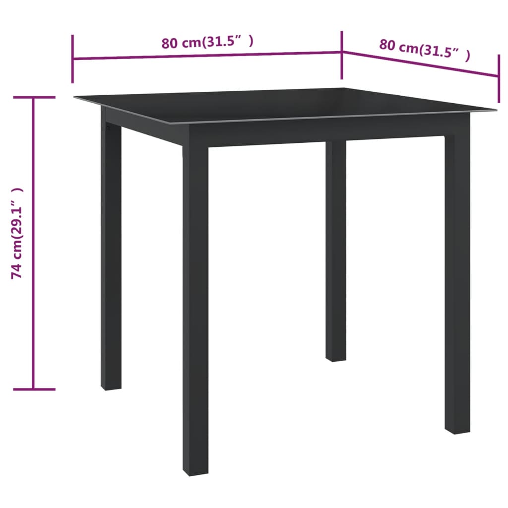 vidaXL Patio Table Outdoor Dining Table for Front Porch Deck Lawn Aluminum-5