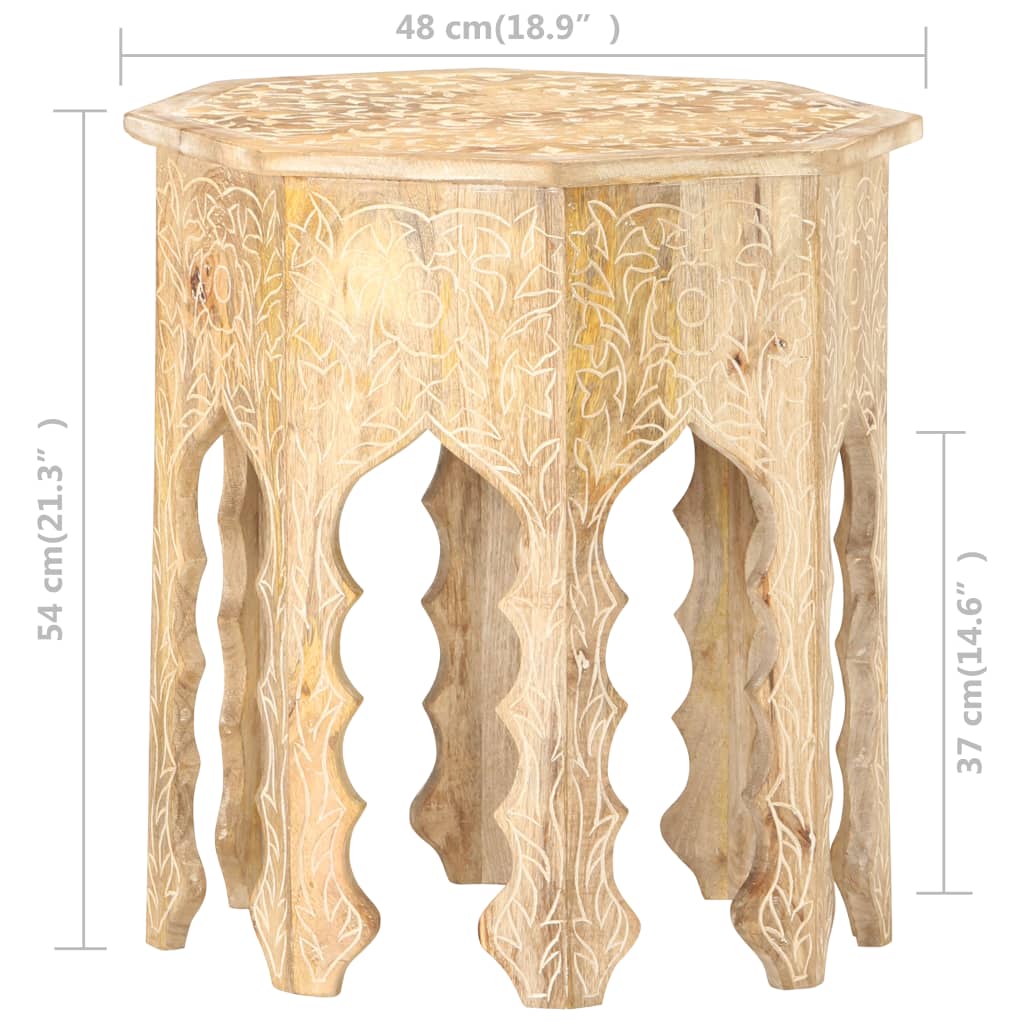 vidaXL Side Table Ø18.9" Solid Mango Wood-6