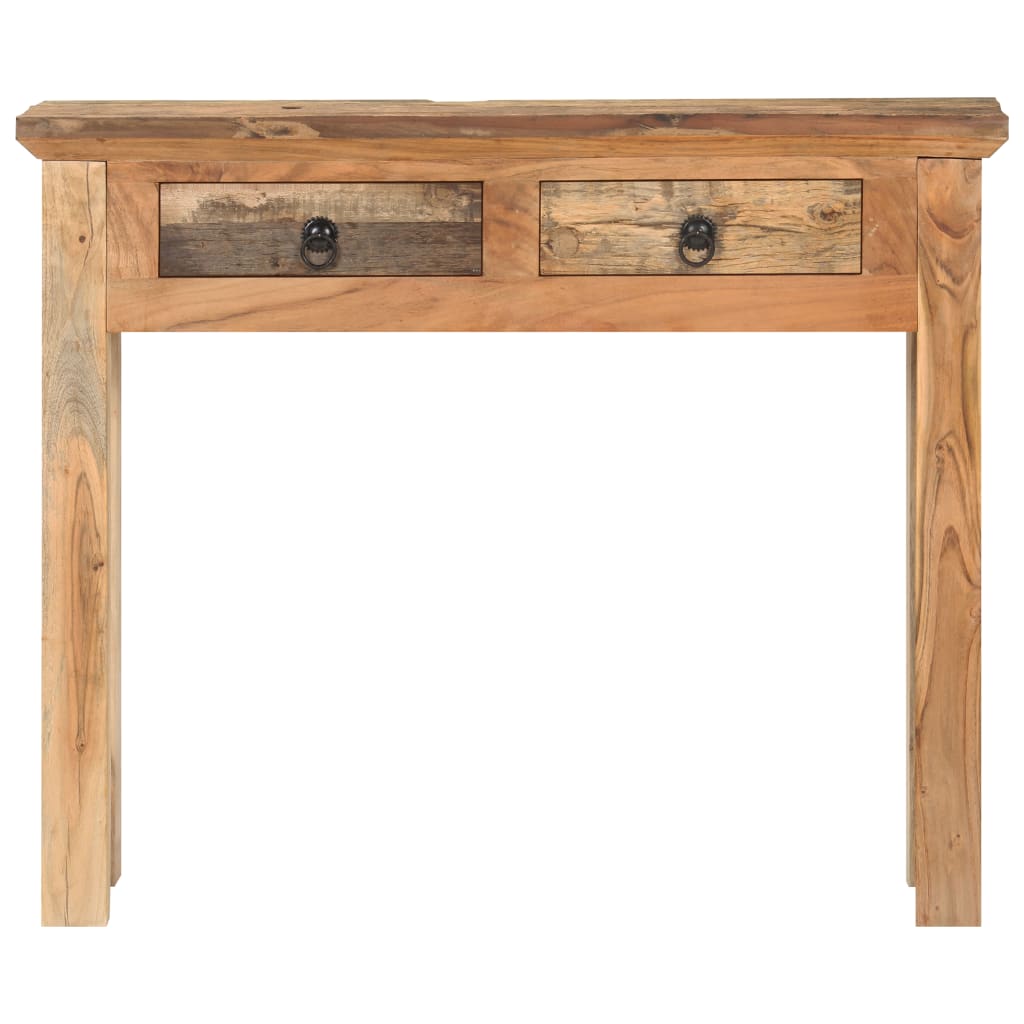 vidaXL Console Table 35.6"x11.8"x29.5" Solid Acacia Wood and Reclaimed Wood-4