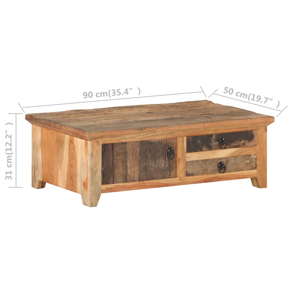 vidaXL Coffee Table 35.4"x19.7"x12.2" Solid Reclaimed Wood-6