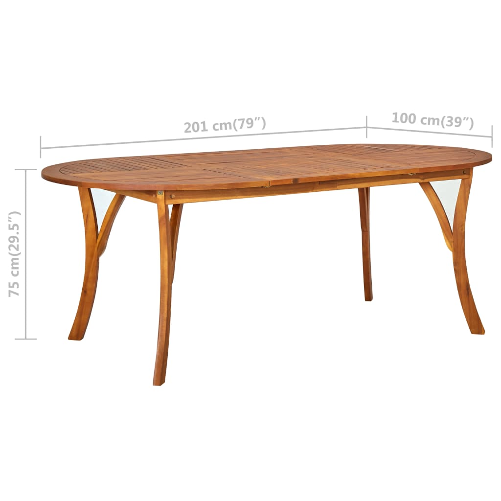 vidaXL Patio Table 79.1"x39.4"x29.5" Solid Acacia Wood-4