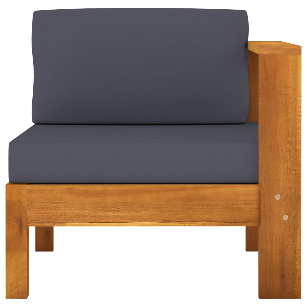 vidaXL Middle Sofa with 1 Armrest Dark Gray Solid Acacia Wood-1