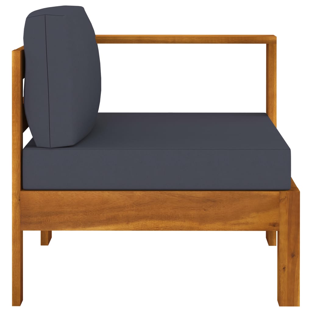vidaXL Middle Sofa with 1 Armrest Dark Gray Solid Acacia Wood-2