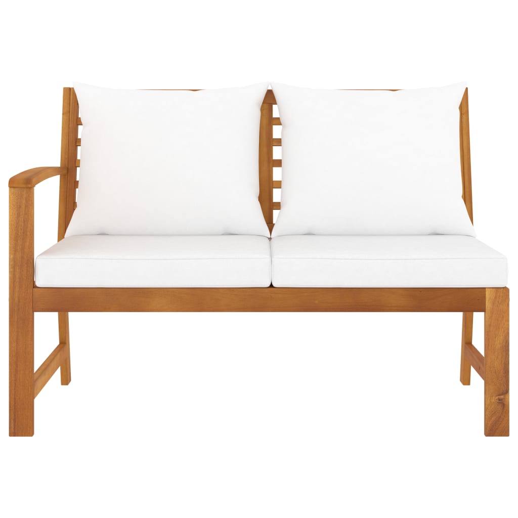 vidaXL Patio Bench 45.1" with Cream Cushion Solid Acacia Wood-1