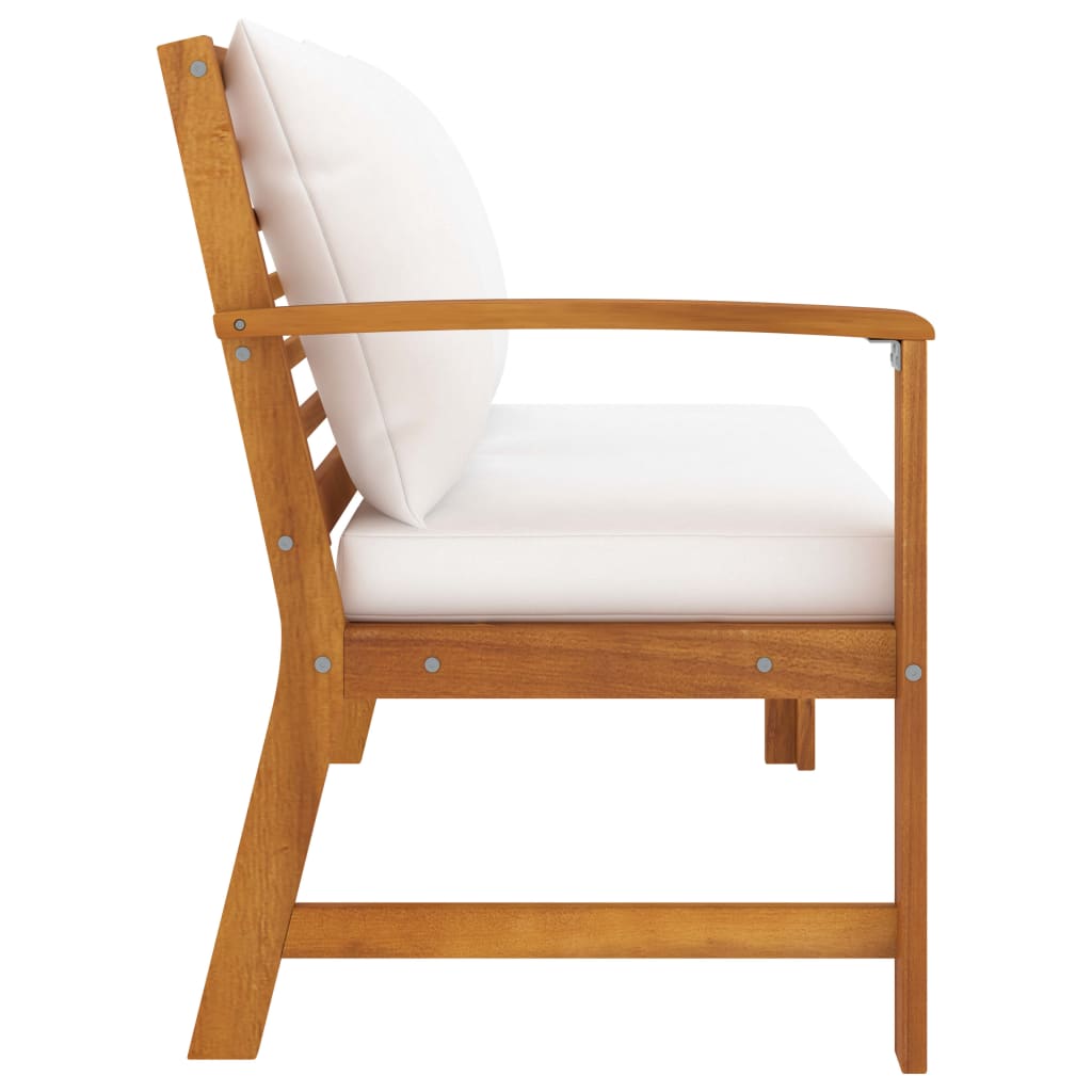 vidaXL Patio Bench 45.1" with Cream Cushion Solid Acacia Wood-2