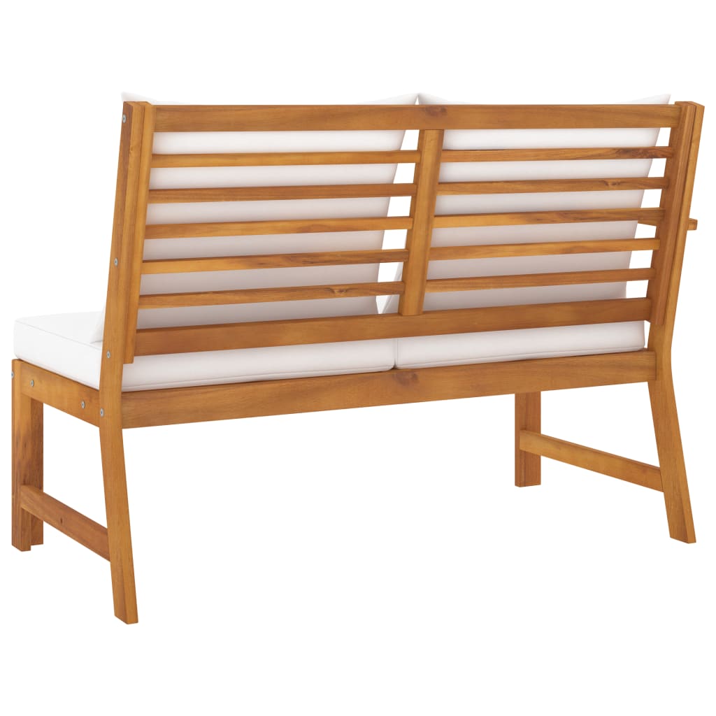 vidaXL Patio Bench 45.1" with Cream Cushion Solid Acacia Wood-3