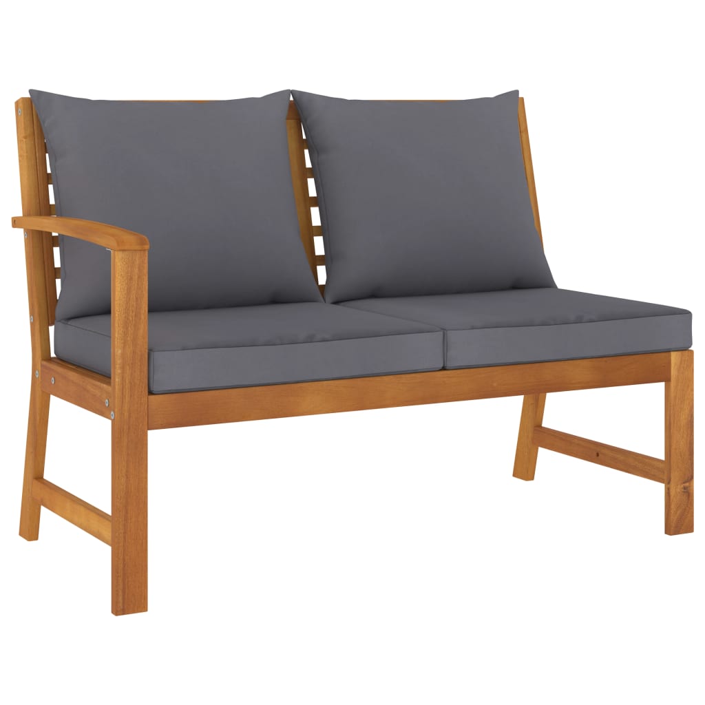 vidaXL Patio Bench 45.1" with Dark Gray Cushion Solid Acacia Wood-0