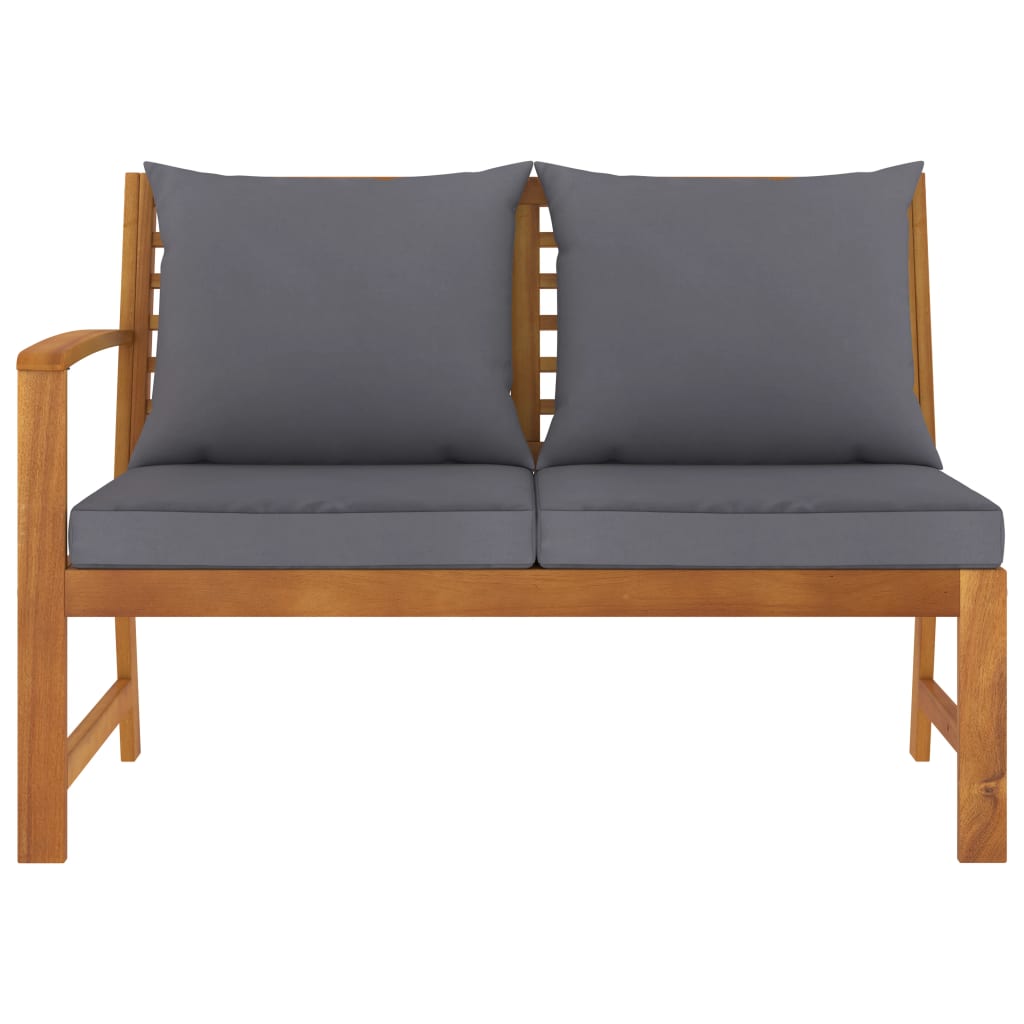 vidaXL Patio Bench 45.1" with Dark Gray Cushion Solid Acacia Wood-1