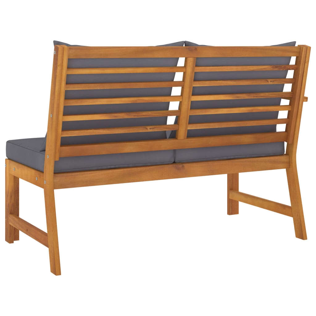 vidaXL Patio Bench 45.1" with Dark Gray Cushion Solid Acacia Wood-3