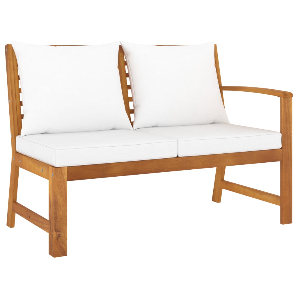 vidaXL Patio Bench 45.1" with Cream Cushion Solid Acacia Wood-0